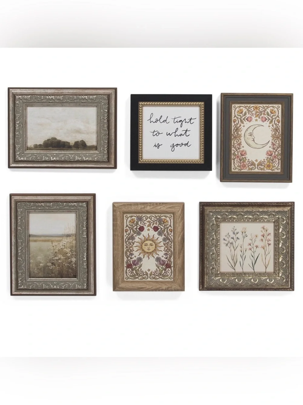 Petal lane the sun moon vintage style tarot cards flowers astrology wall art set